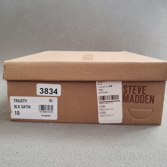 Steve Madden Trusty Sandal Heels in Black Size 10‎ SMAD-WZ1170 Black Tie Bow - Picture 3 of 13